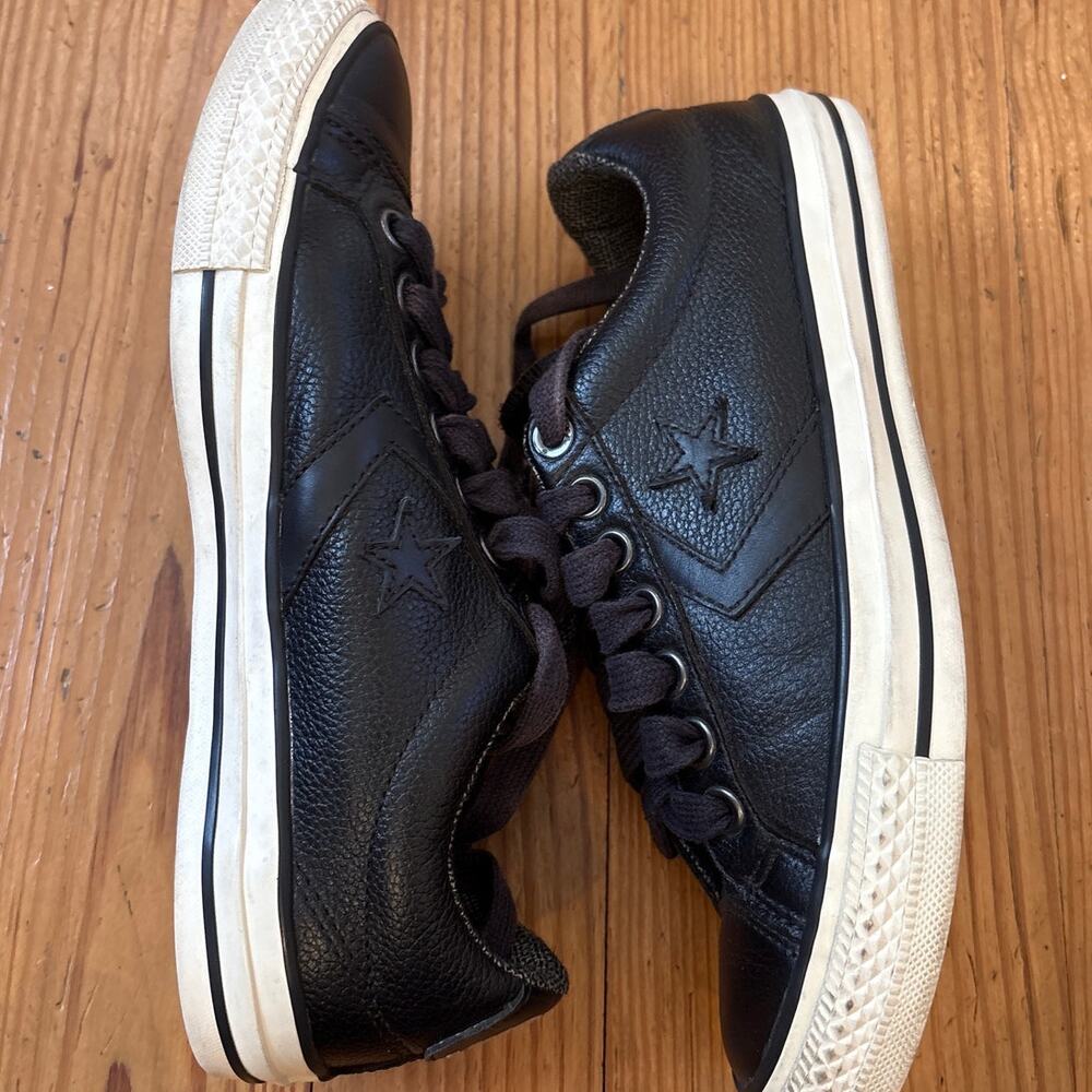 Converse All Star black leather low top unisex lace sneakers SIZE M7 W9‎ - Picture 6 of 8